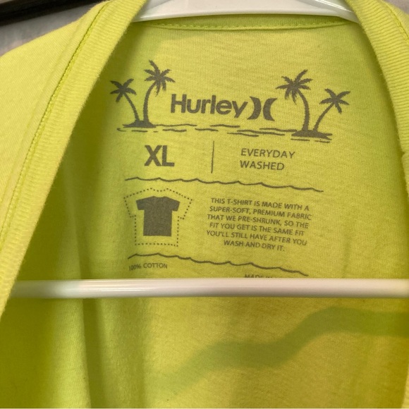 HURLEY Everyday Washed Short Sleeve Graphic Tshirt Yellow Lime Green Mens XL - Picture 5 of 12